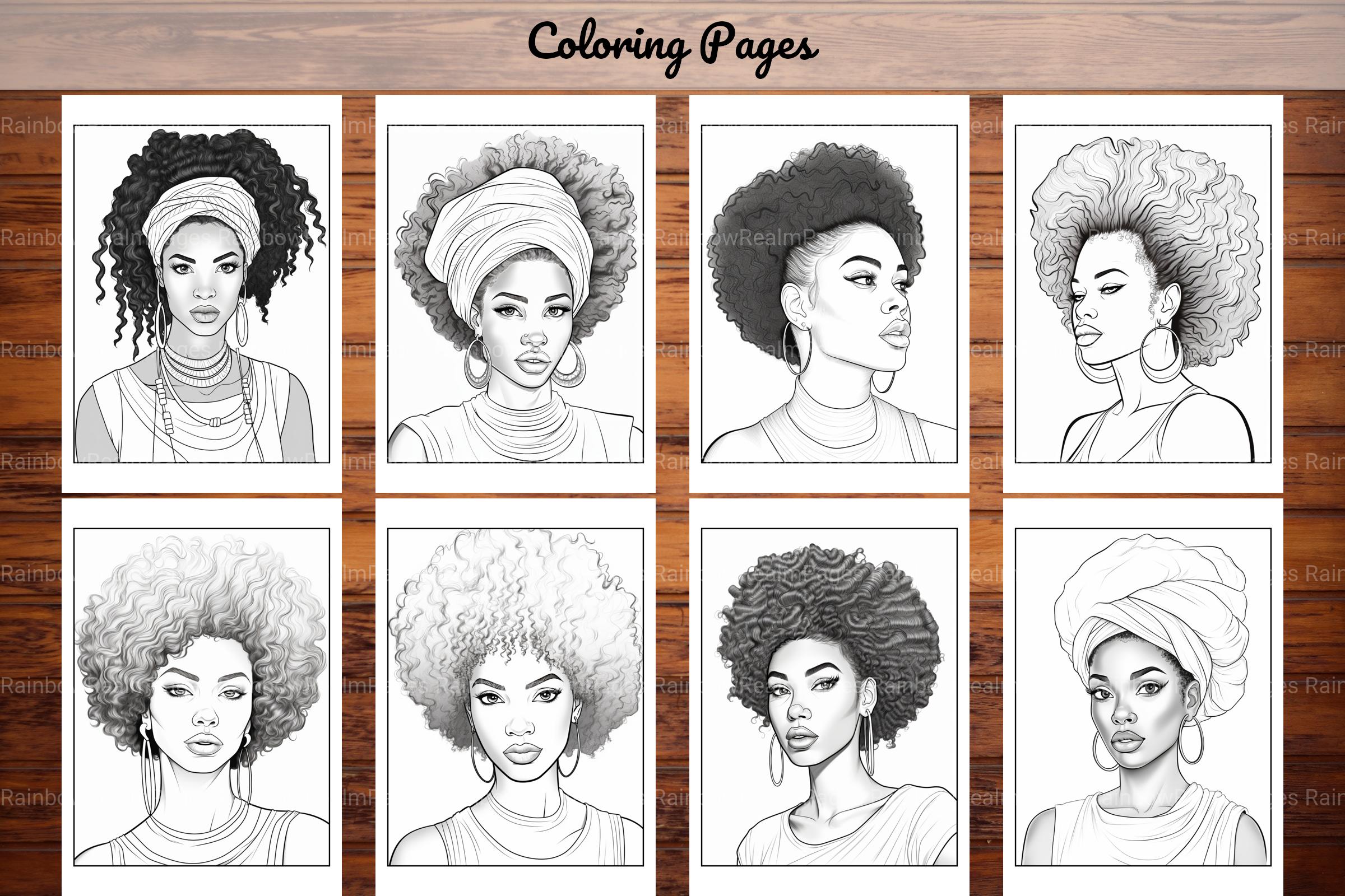 African Black Woman Coloring Book 62 Pages - CraftNest - Digital Crafting and Art