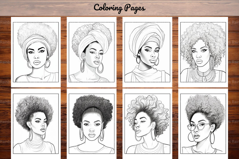 African Black Woman Coloring Book 62 Pages - CraftNest - Digital Crafting and Art