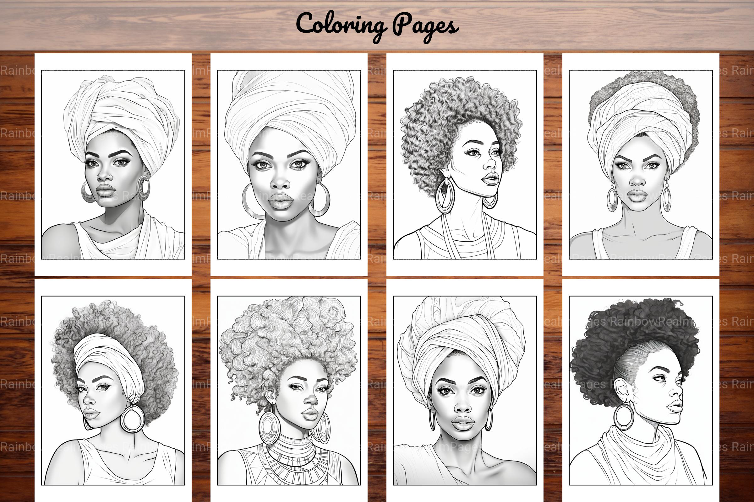 African Black Woman Coloring Book 62 Pages - CraftNest - Digital Crafting and Art