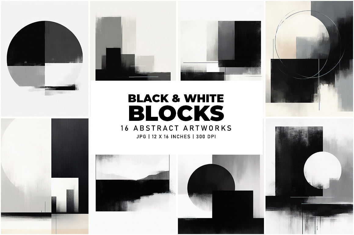Black and White Blocks - Wall Art