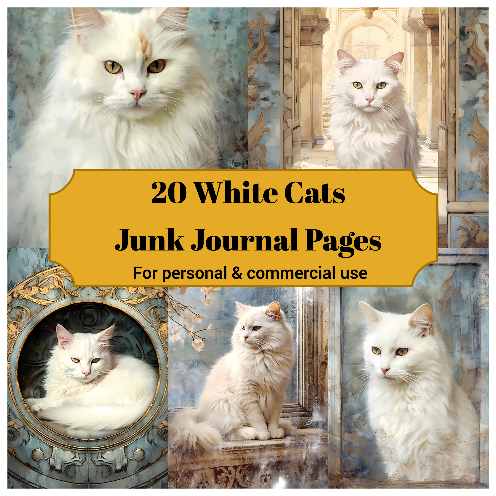 White Cats Junk Journal Pages - CraftNest