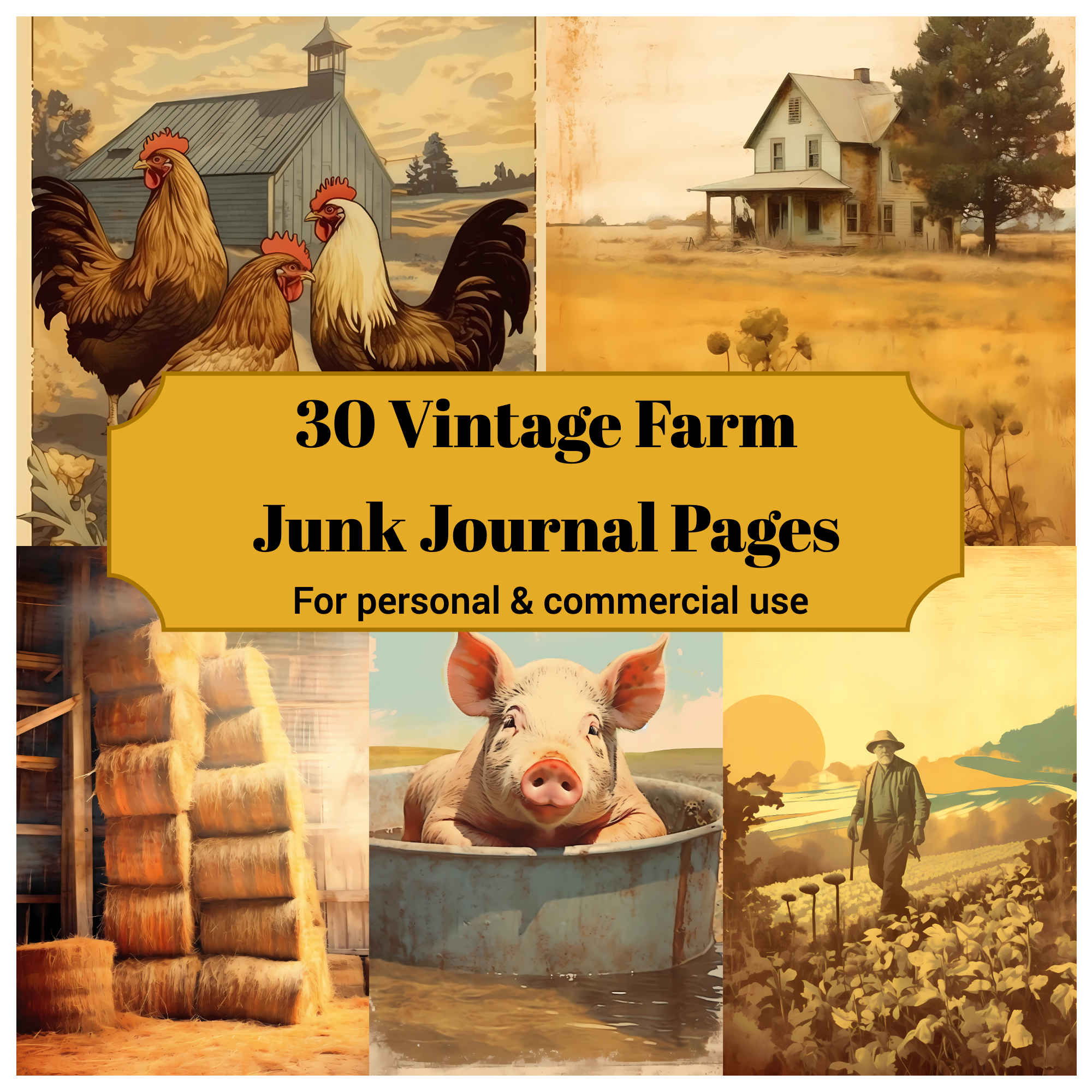 Vintage Farm Junk Journal Pages - CraftNest