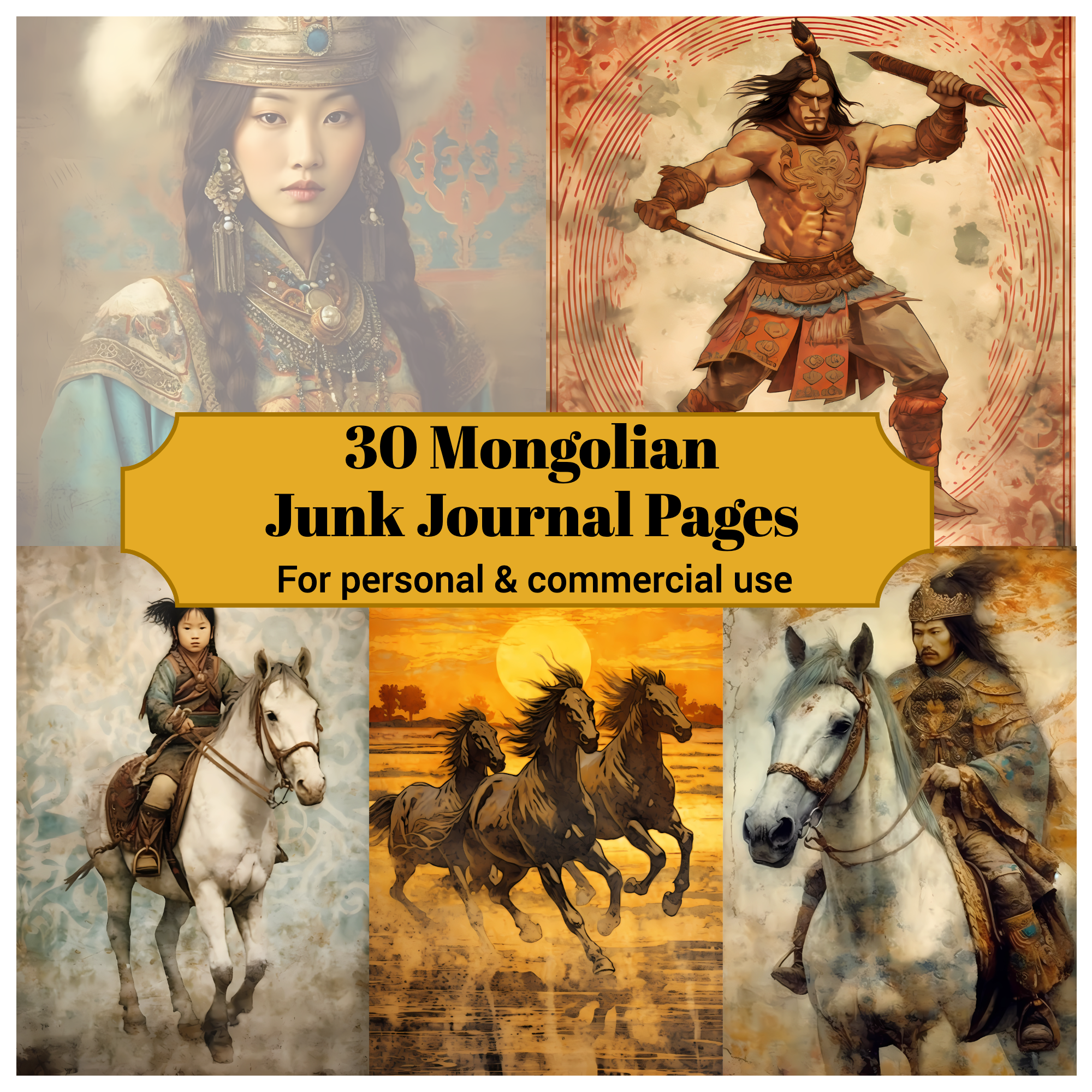 Mongolians Junk Journal Pages - CraftNest