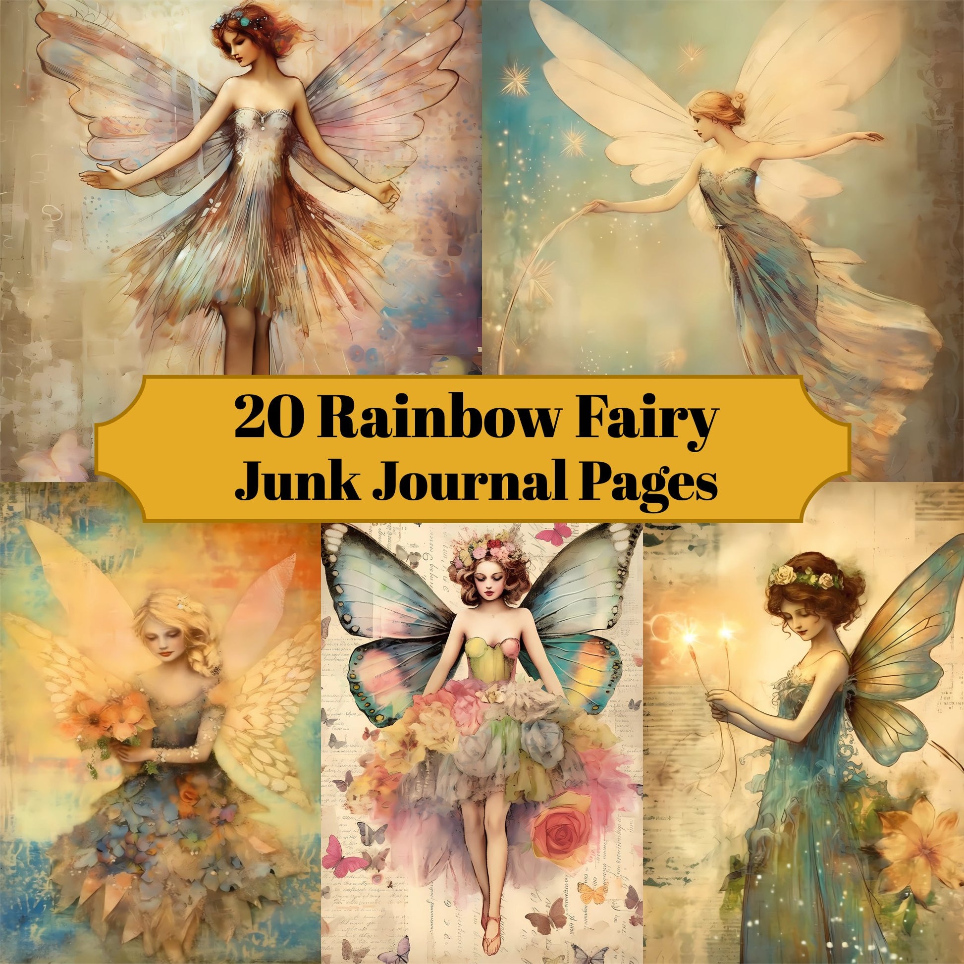 Rainbow Fairies Junk Journal Pages - CraftNest