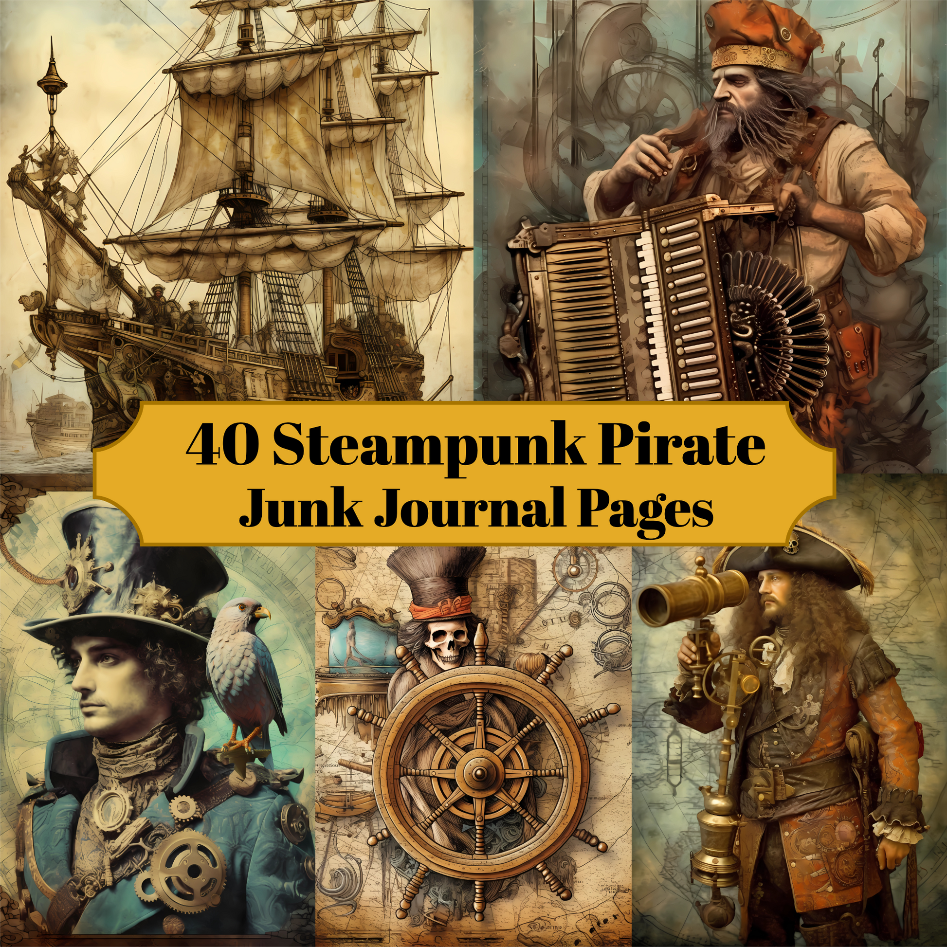 Steampunk Pirates Junk Journal Pages - CraftNest