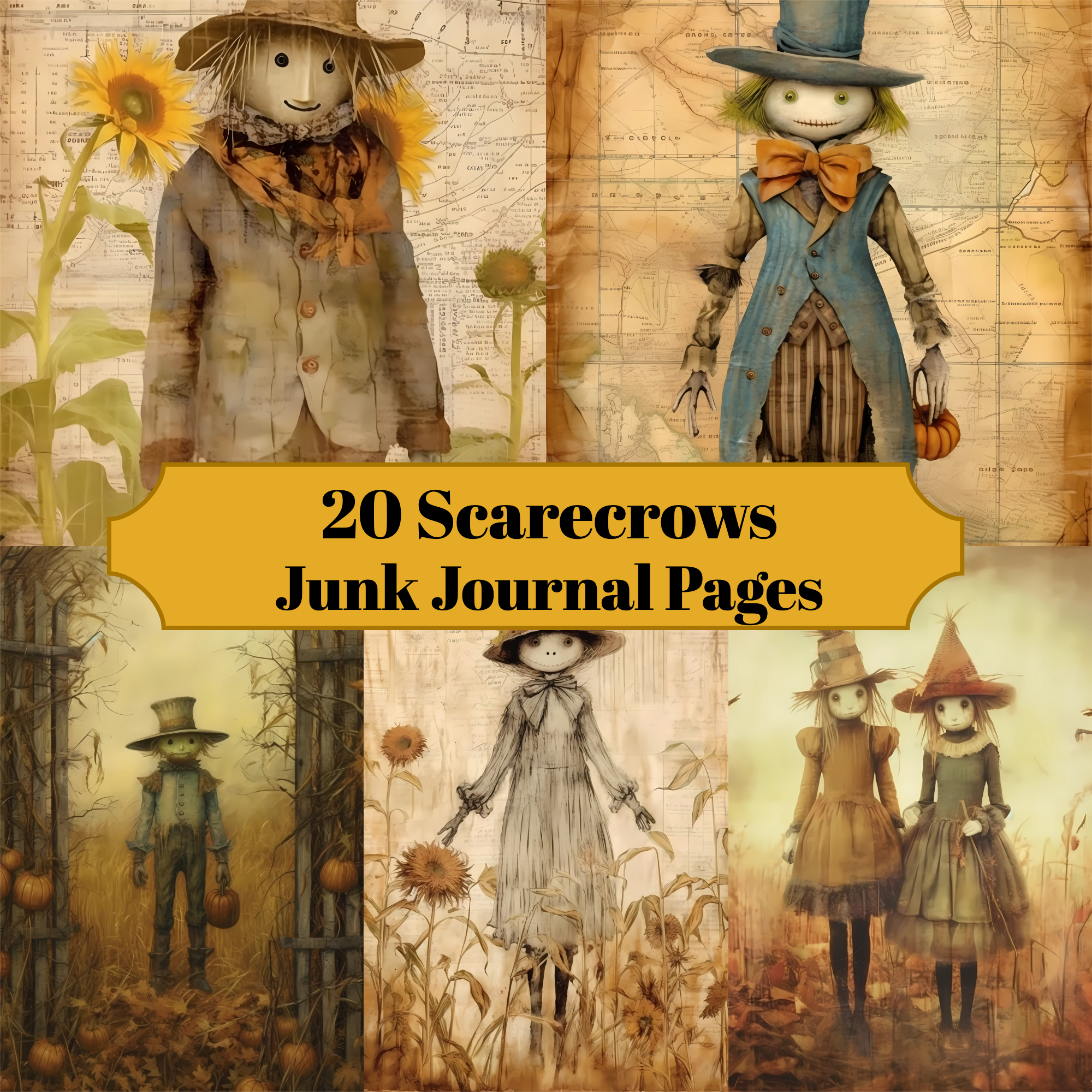 Scarecrows Junk Journal Pages - CraftNest