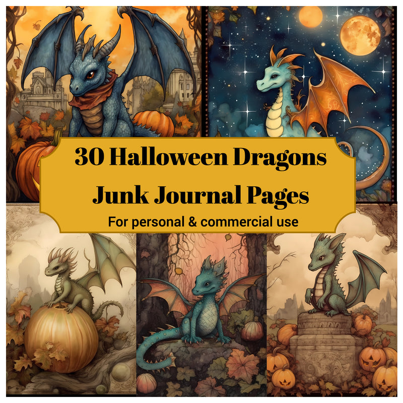 Halloween Dragons Junk Journal Pages - CraftNest