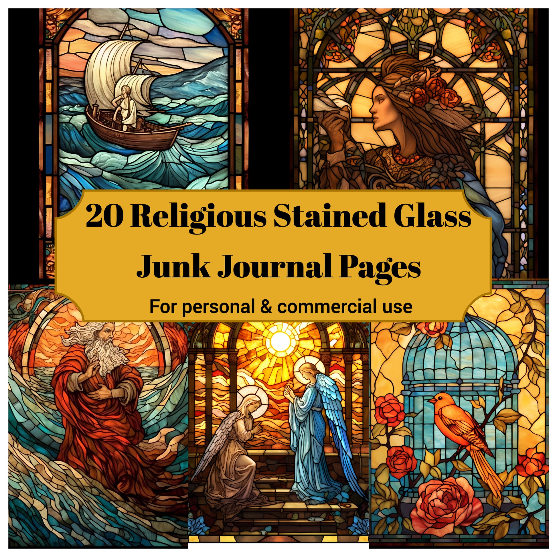 Stained Glass Religious Junk Journal Pages - CraftNest