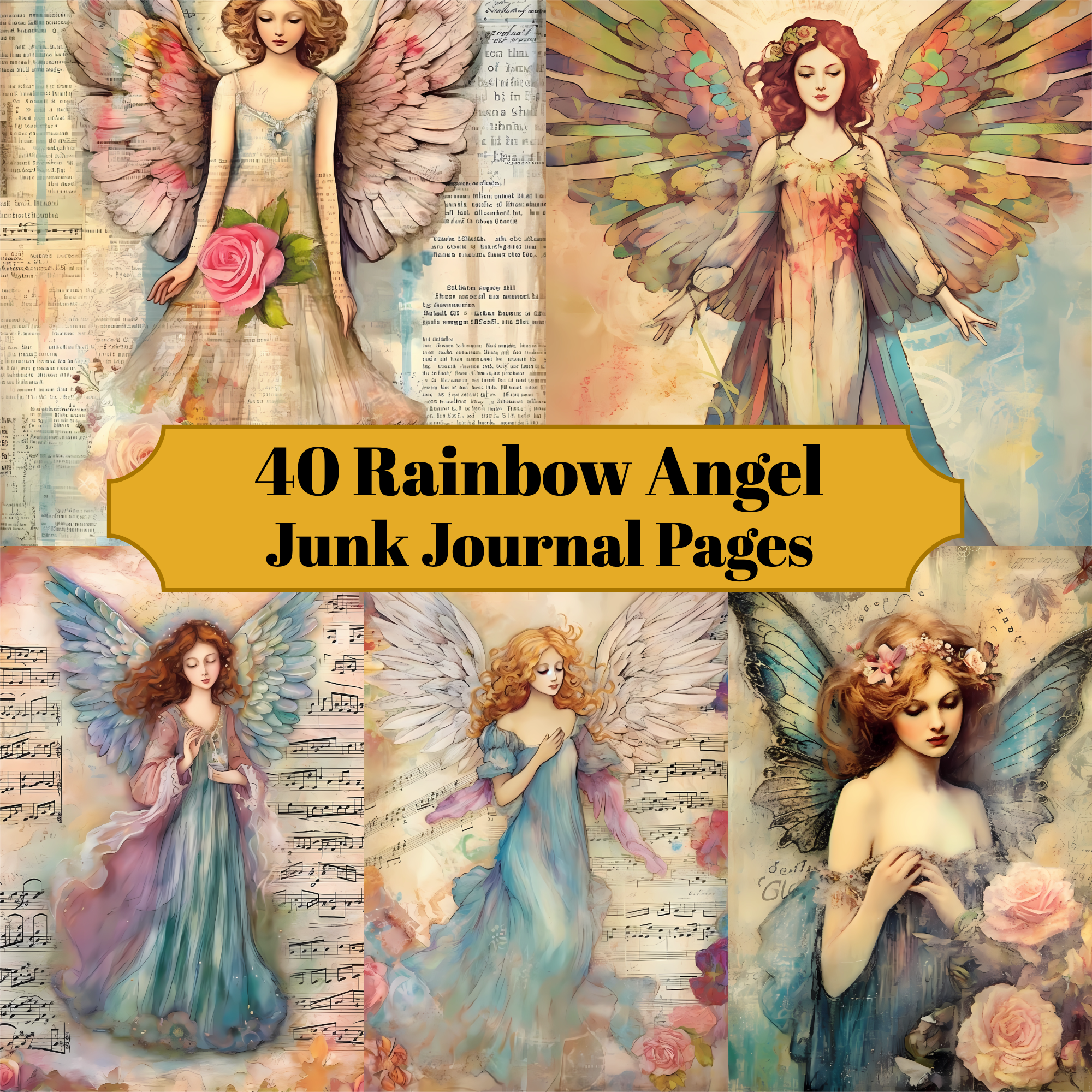 Rainbow Angels Junk Journal Pages - CraftNest
