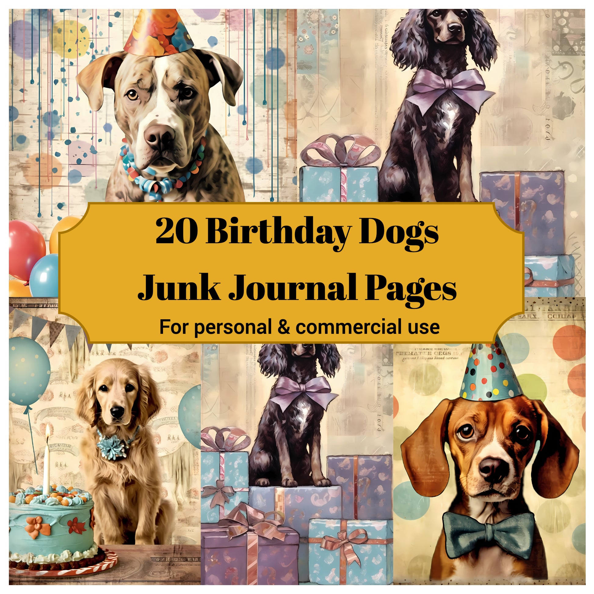 Birthday Dogs Junk Journal Pages - CraftNest