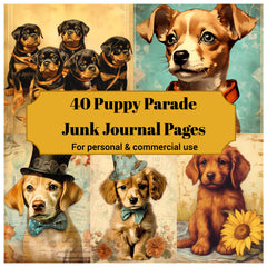 Puppy Parade Junk Journal Pages - CraftNest