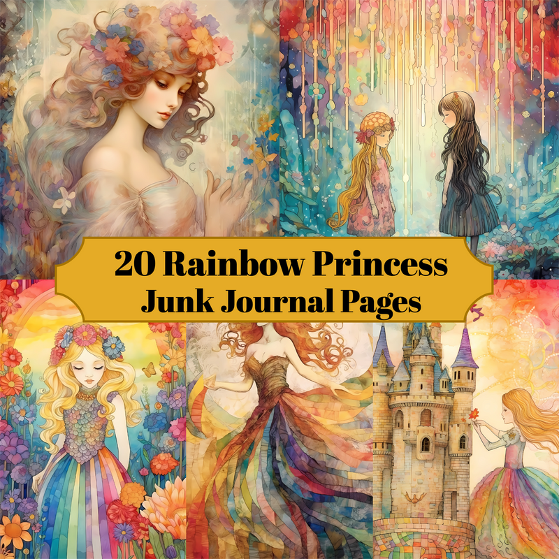 Rainbow Princess Junk Journal Pages - CraftNest