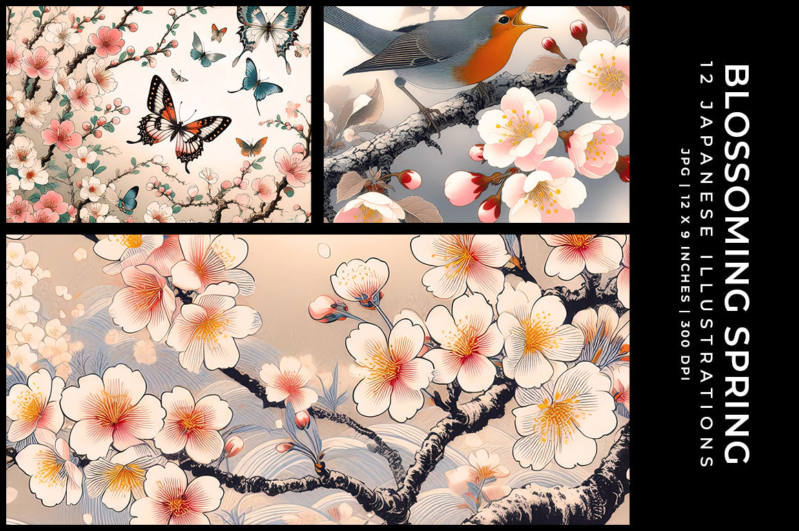 Asian Spring Art Blossoming Spring - Asian