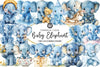 Blue Baby Elephant Clipart Bundle