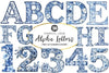 Blue Chinoiserie Alpha Letters Clipart Bundle