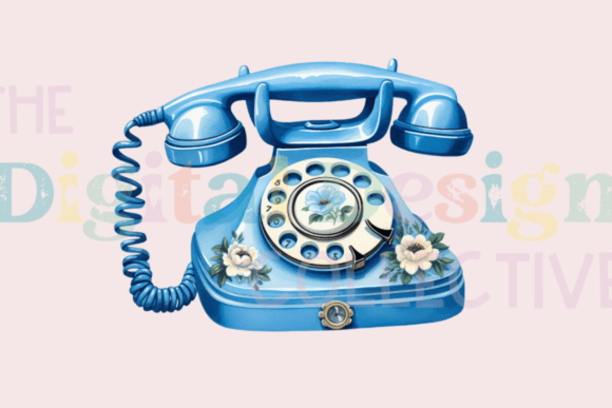 Blue Floral Vintage Phone Clipart Bundle - CraftNest - Digital Crafting and Art