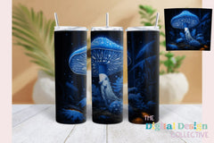 Blue Glowing 3D Mushroom Tumbler Wrap Bundle - CraftNest - Digital Crafting and Art