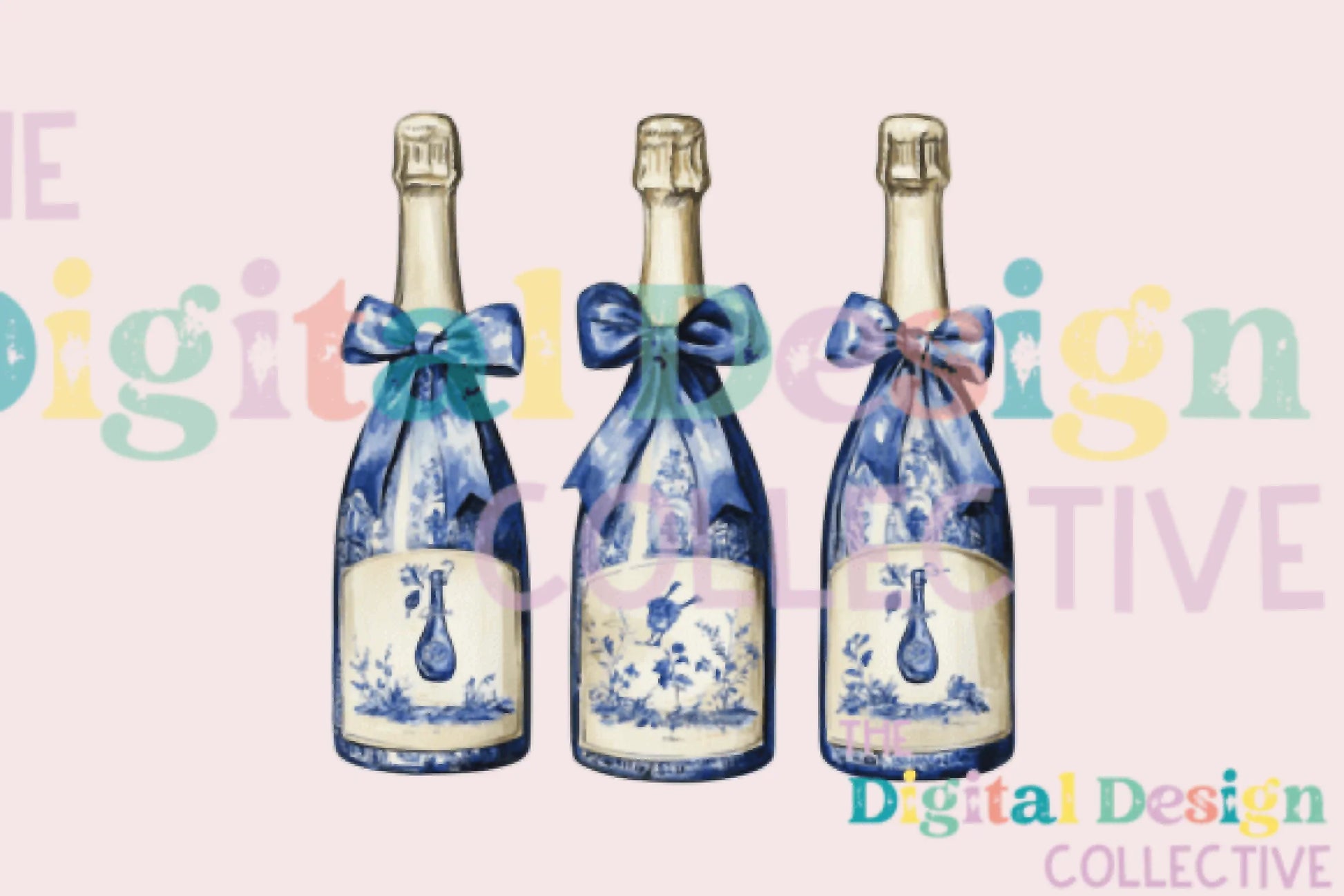 Blue Coquette Champagne Clipart Bundle - CraftNest - Digital Crafting and Art