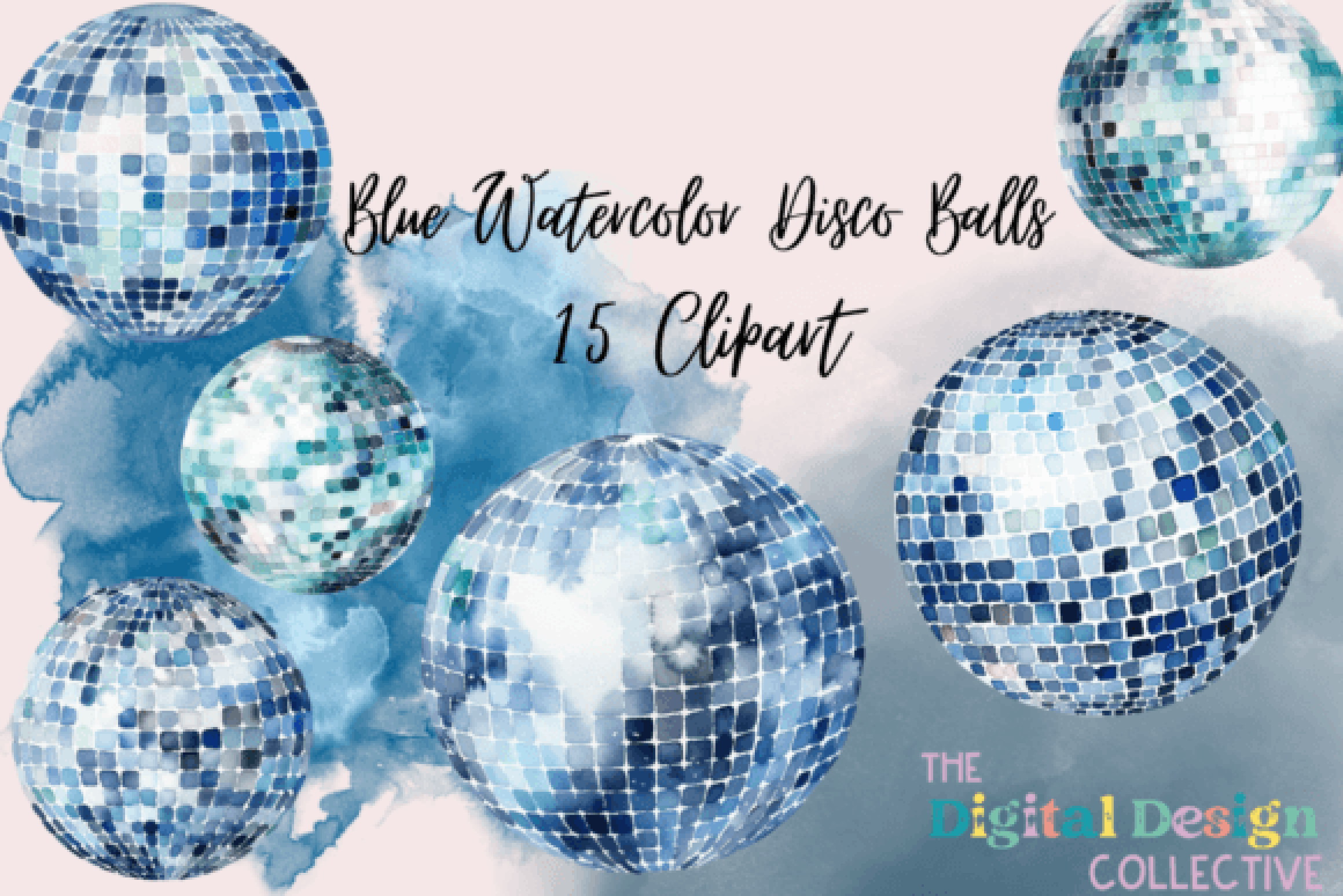 Blue Disco Balls Clipart Bundle