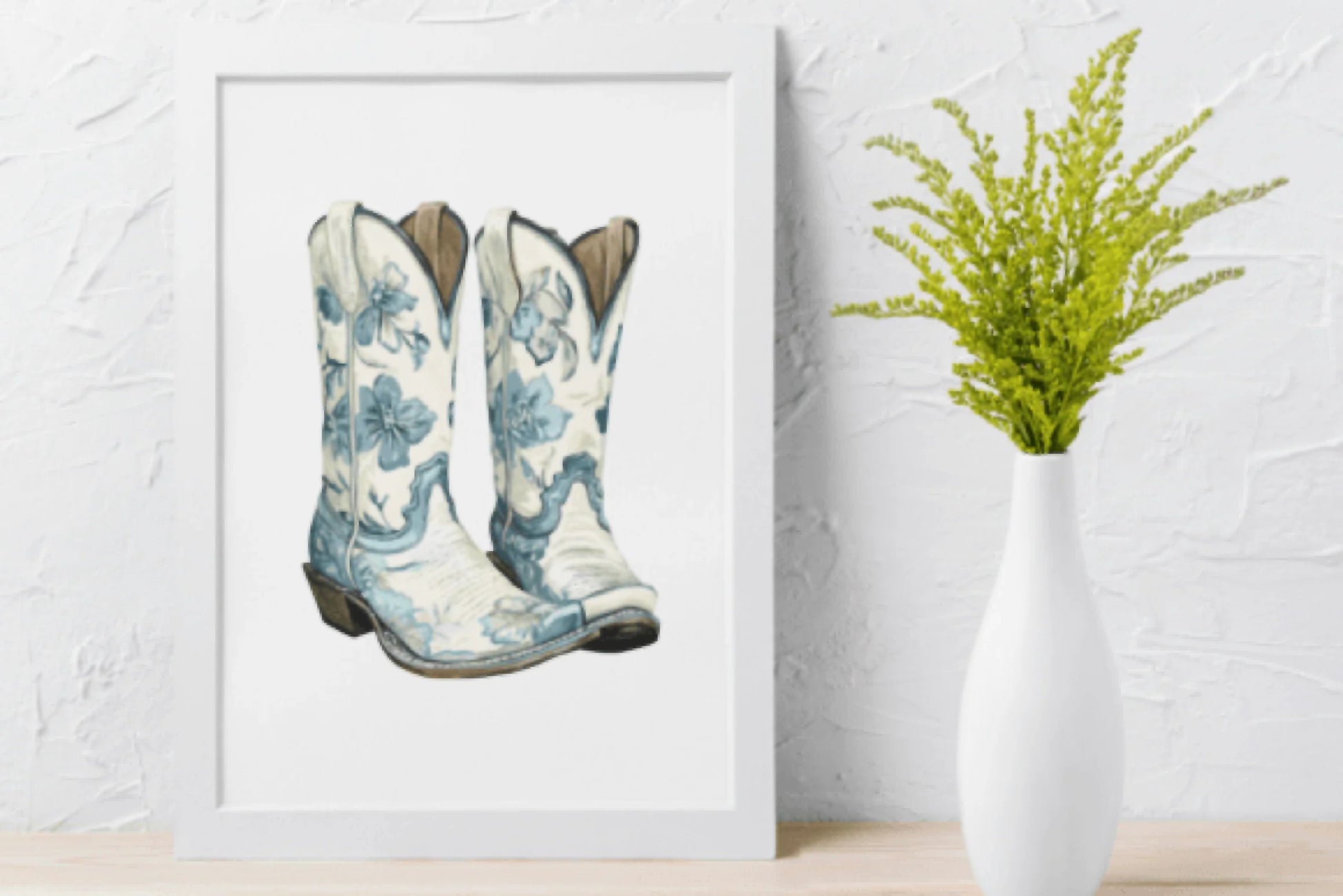 Blue & White Floral Western Boots Clipart Bundle - CraftNest - Digital Crafting and Art
