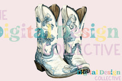 Blue Floral Cowgirl Boot Clipart Bundle - CraftNest - Digital Crafting and Art