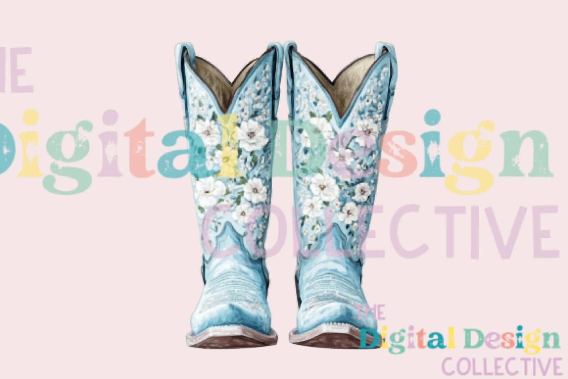 Blue Floral Cowgirl Boot Clipart Bundle - CraftNest - Digital Crafting and Art