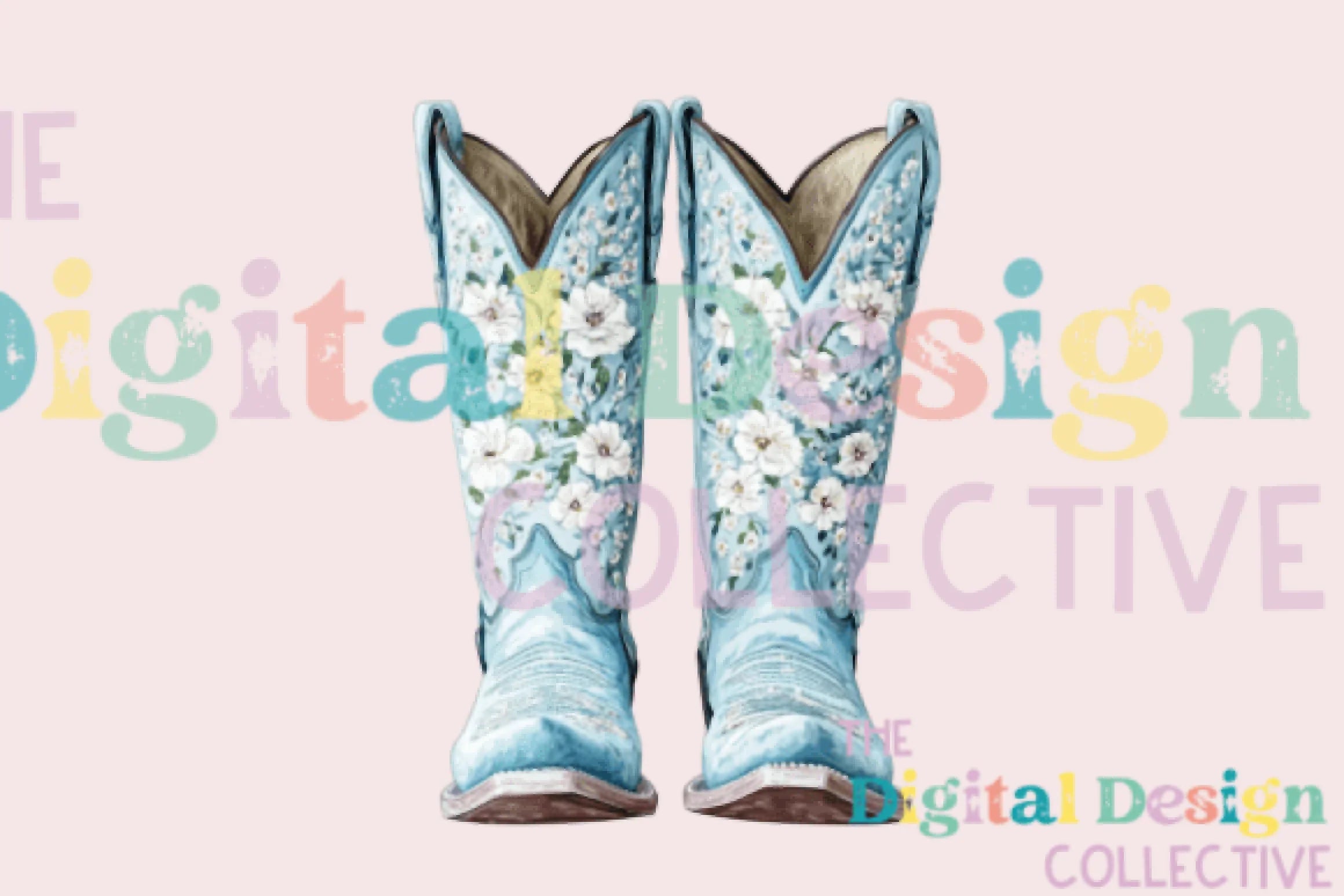 Blue Floral Cowgirl Boot Clipart Bundle - CraftNest - Digital Crafting and Art