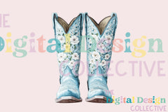 Blue Floral Cowgirl Boot Clipart Bundle - CraftNest - Digital Crafting and Art