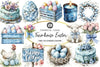 Blue Country Farmhouse Easter Clipart Bundle 45