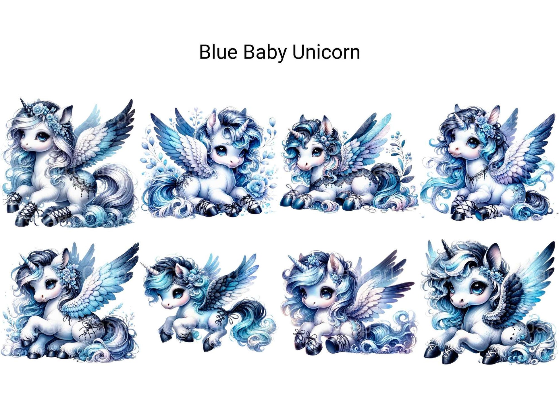 Blue Baby Unicorn - CraftNest - Digital Crafting and Art