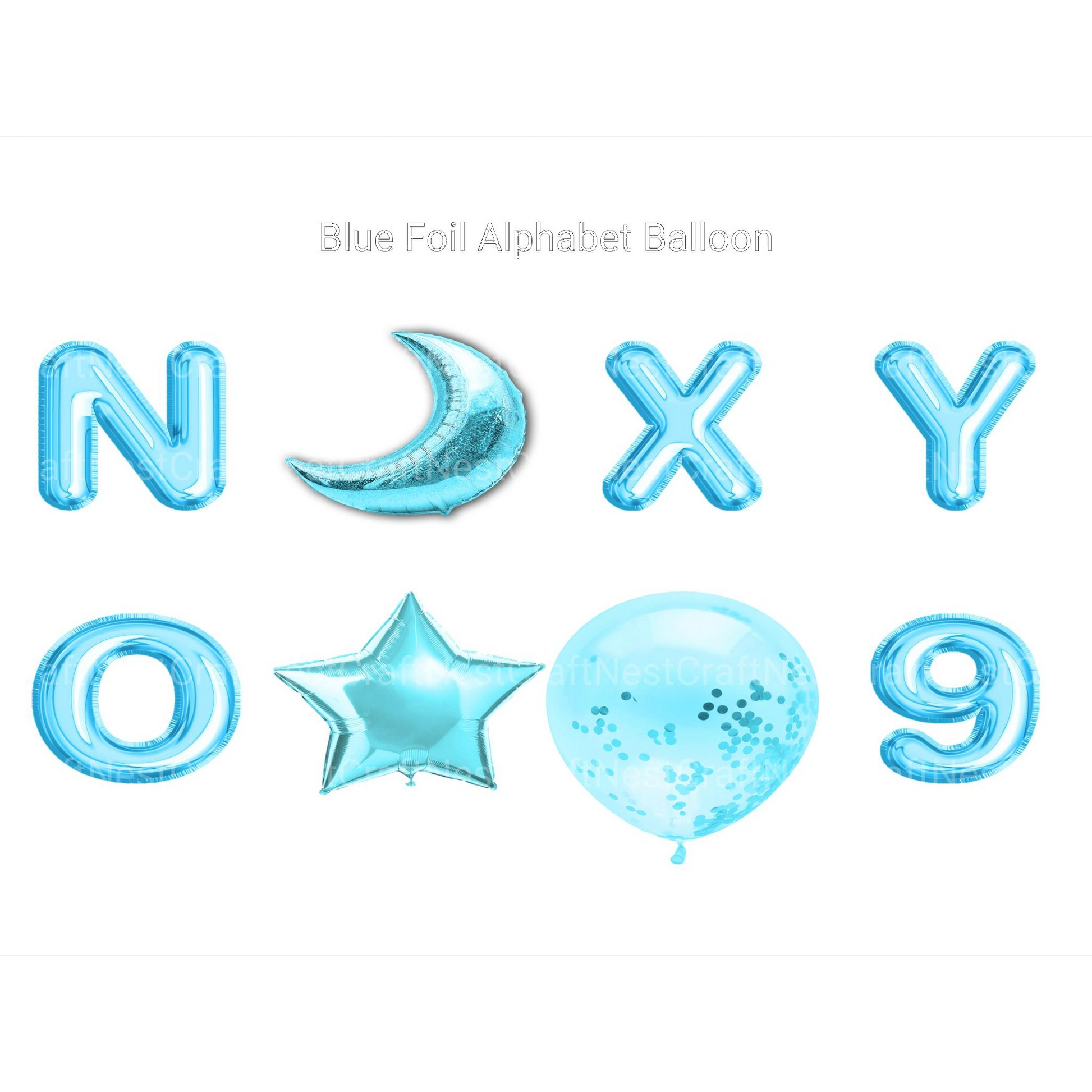 Blue Foil Alphabet Balloon Clipart - CraftNest - Digital Crafting and Art