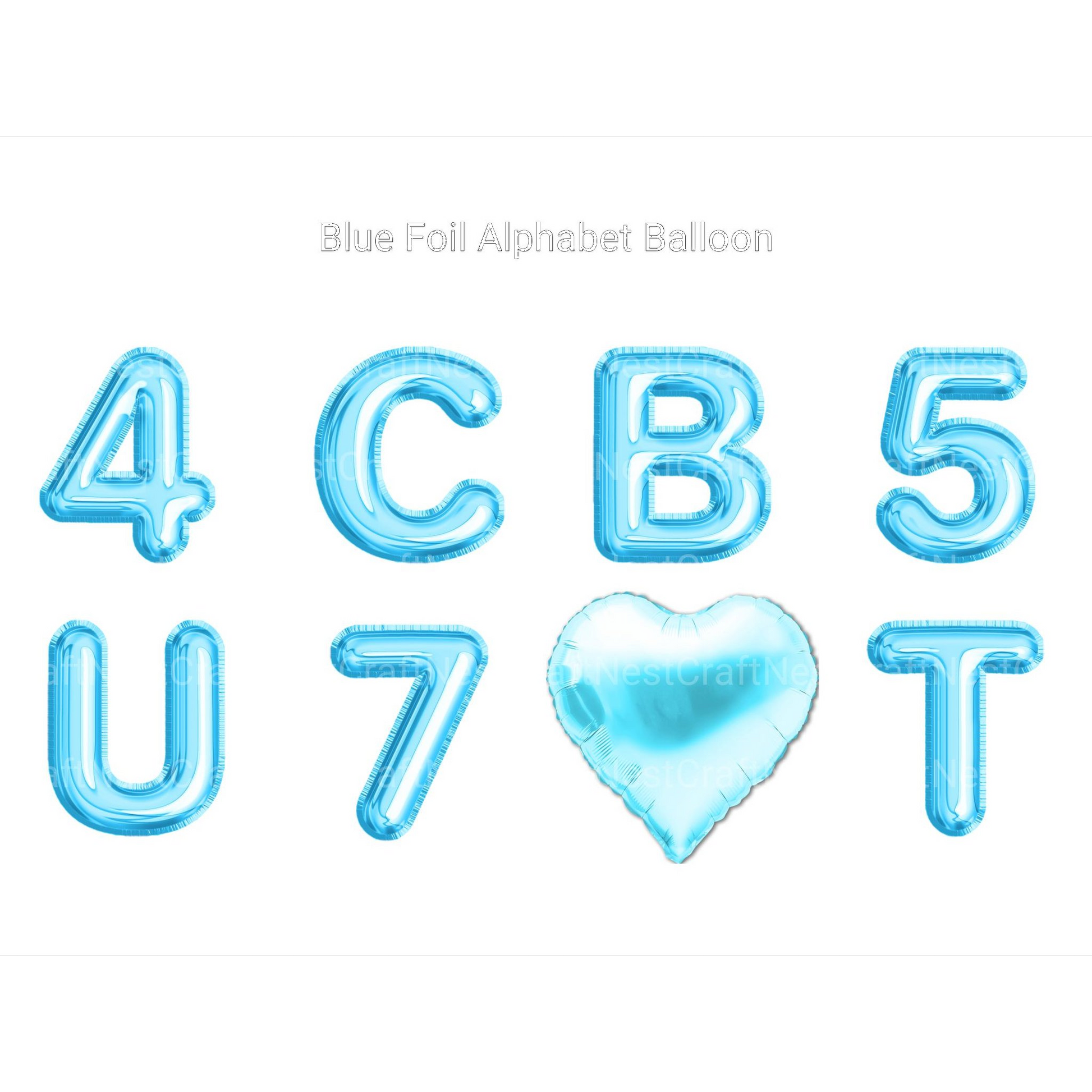 Blue Foil Alphabet Balloon Clipart - CraftNest - Digital Crafting and Art