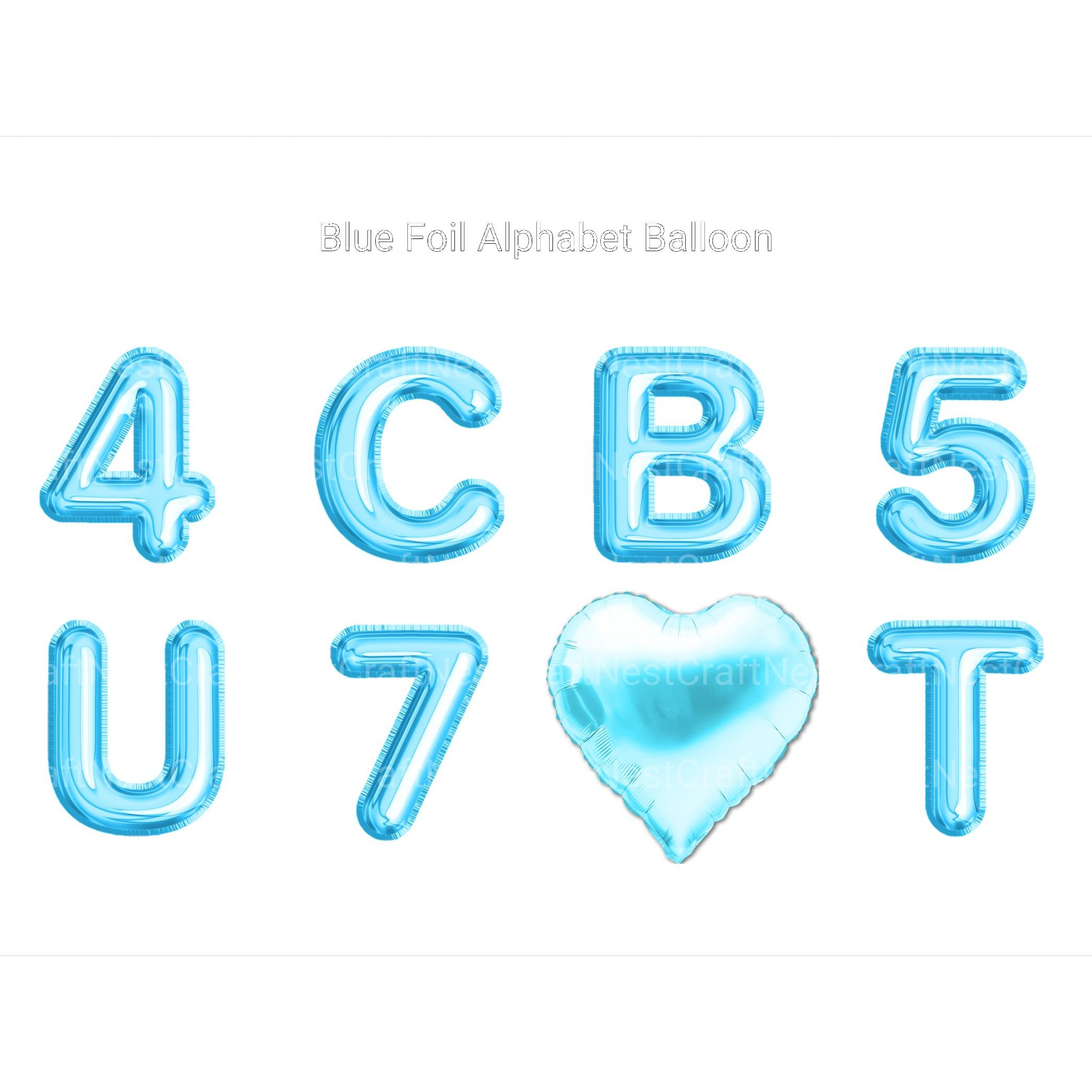 Blue Foil Alphabet Balloon Clipart - CraftNest - Digital Crafting and Art