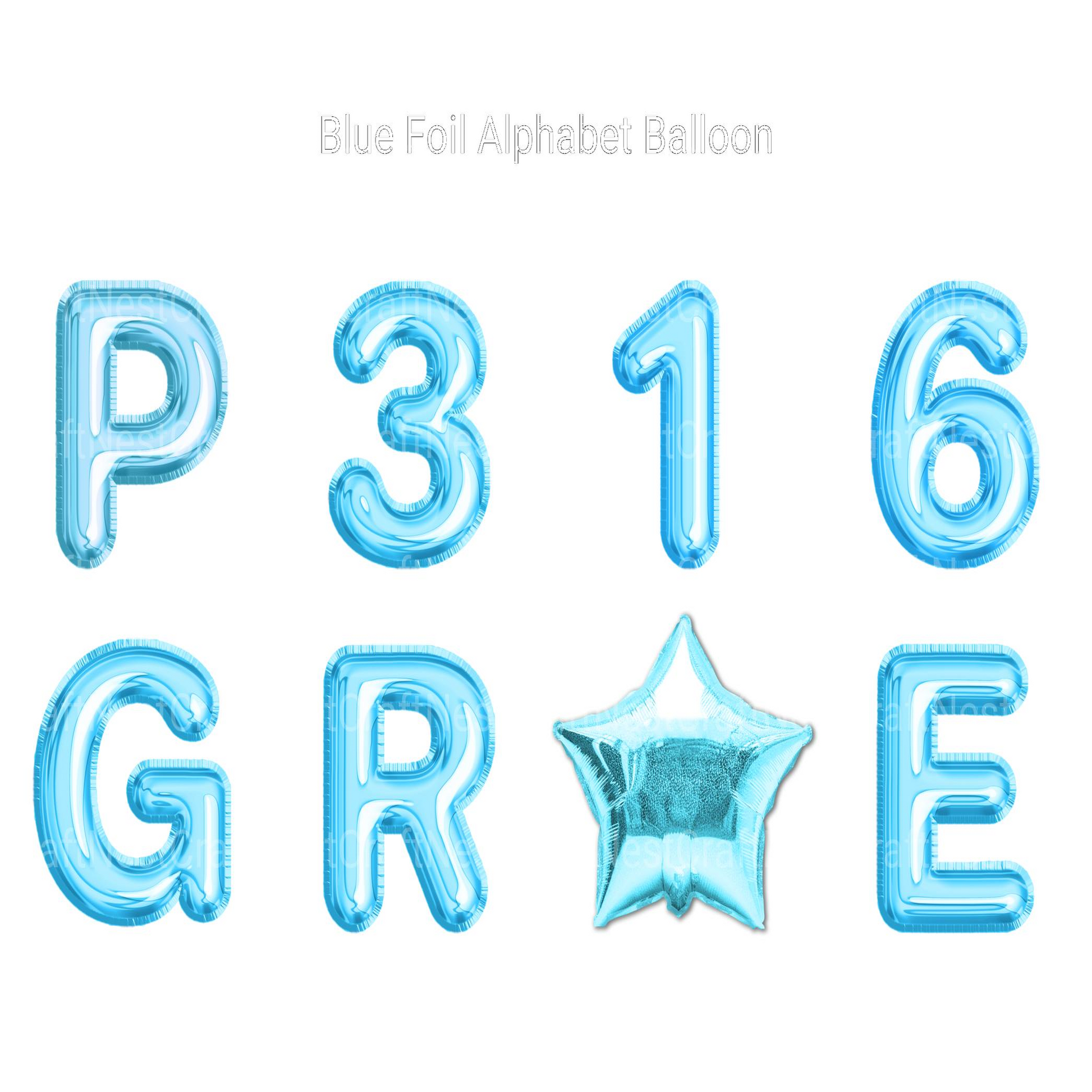 Blue Foil Alphabet Balloon Clipart - CraftNest - Digital Crafting and Art