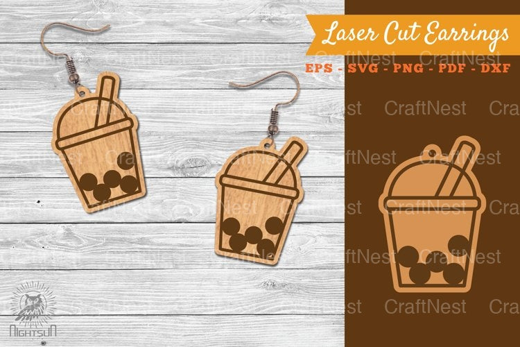 Boba Drink Laser Cut Earrings Clipart Bundle - CraftNest - Digital Crafting and Art