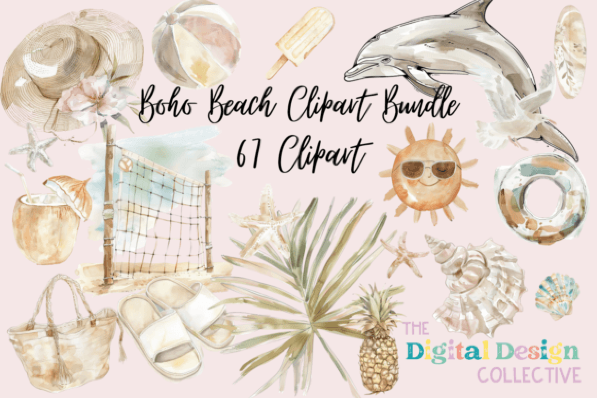 Boho Beach Clipart Bundle