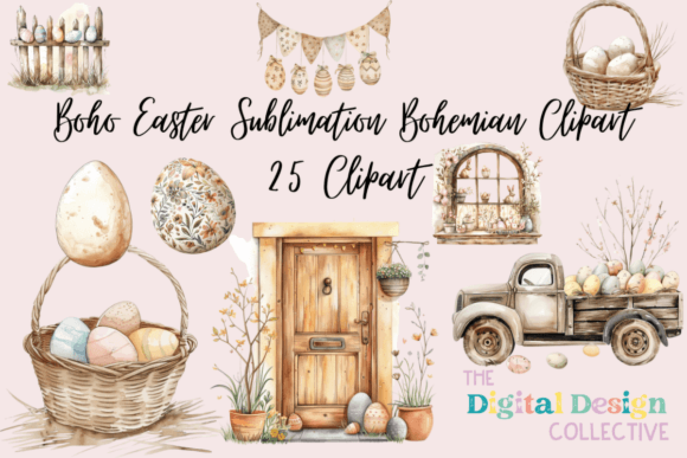 Easter Bohemian Clipart Bundle