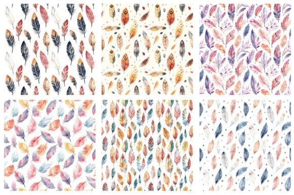 Boho Feathers Seamless Digital Papers - CraftNest - Digital Crafting and Art