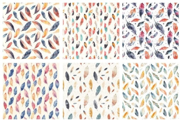 Boho Feathers Seamless Digital Papers - CraftNest - Digital Crafting and Art