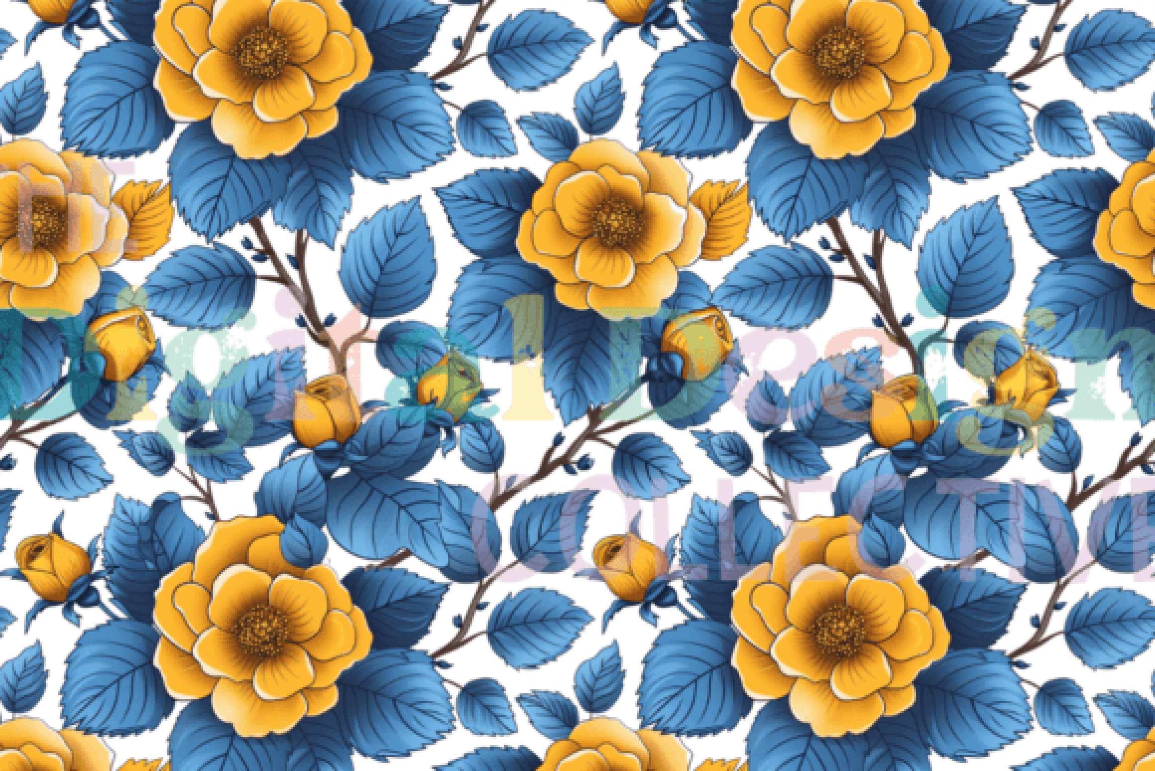 Boho Floral Poppy Seamless Digital Paper Design