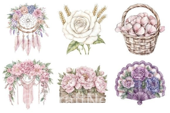 Boho Floral Wedding Clipart Bundle - CraftNest - Digital Crafting and Art