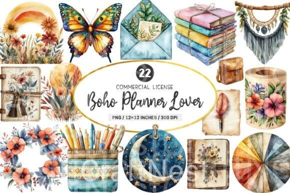 Boho Planner Lover Clipart Bundle - CraftNest - Digital Crafting and Art