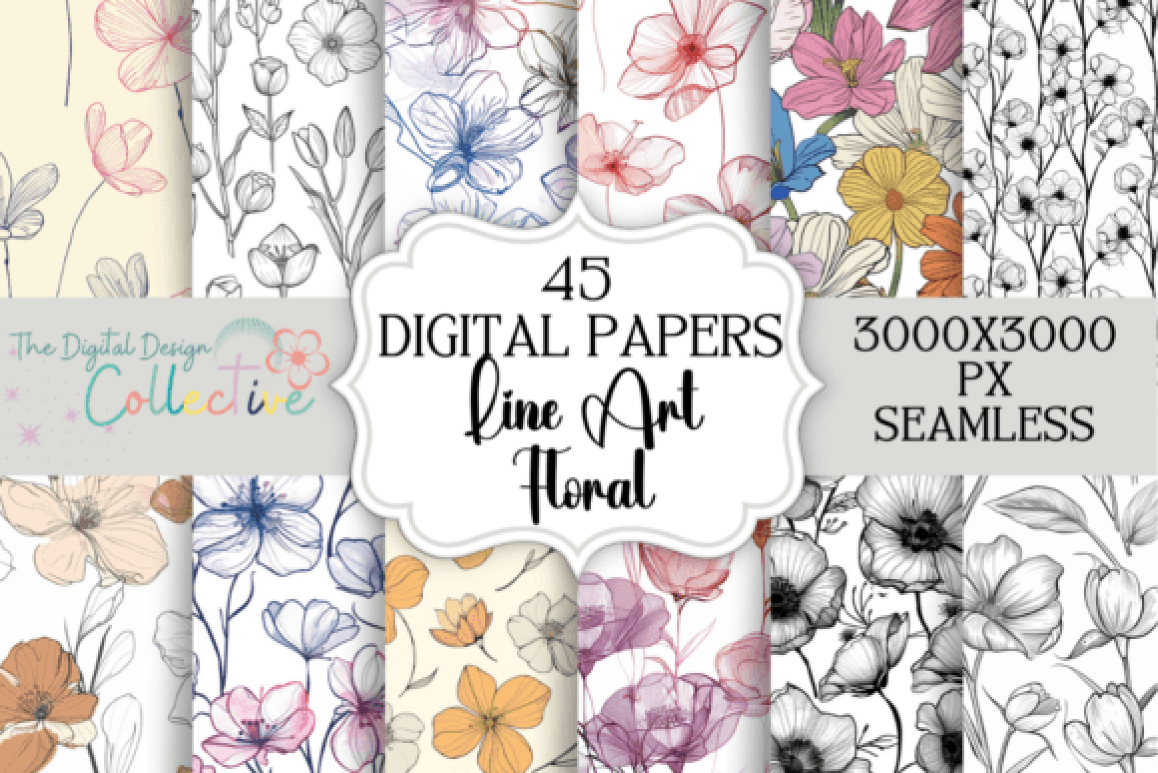 Boho Seamless Floral Patterns Digital Paper