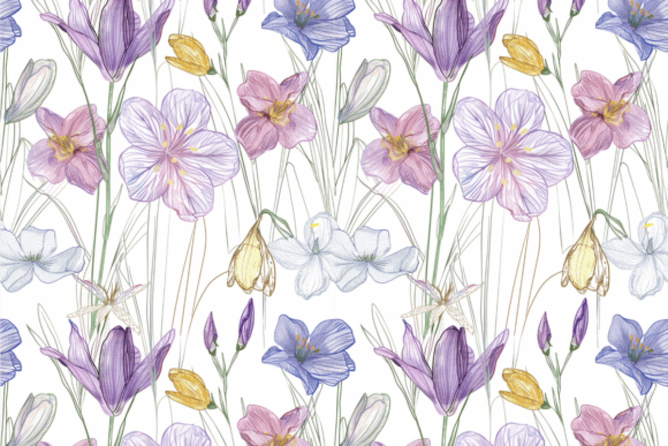 Boho Seamless Floral Patterns Digital Paper