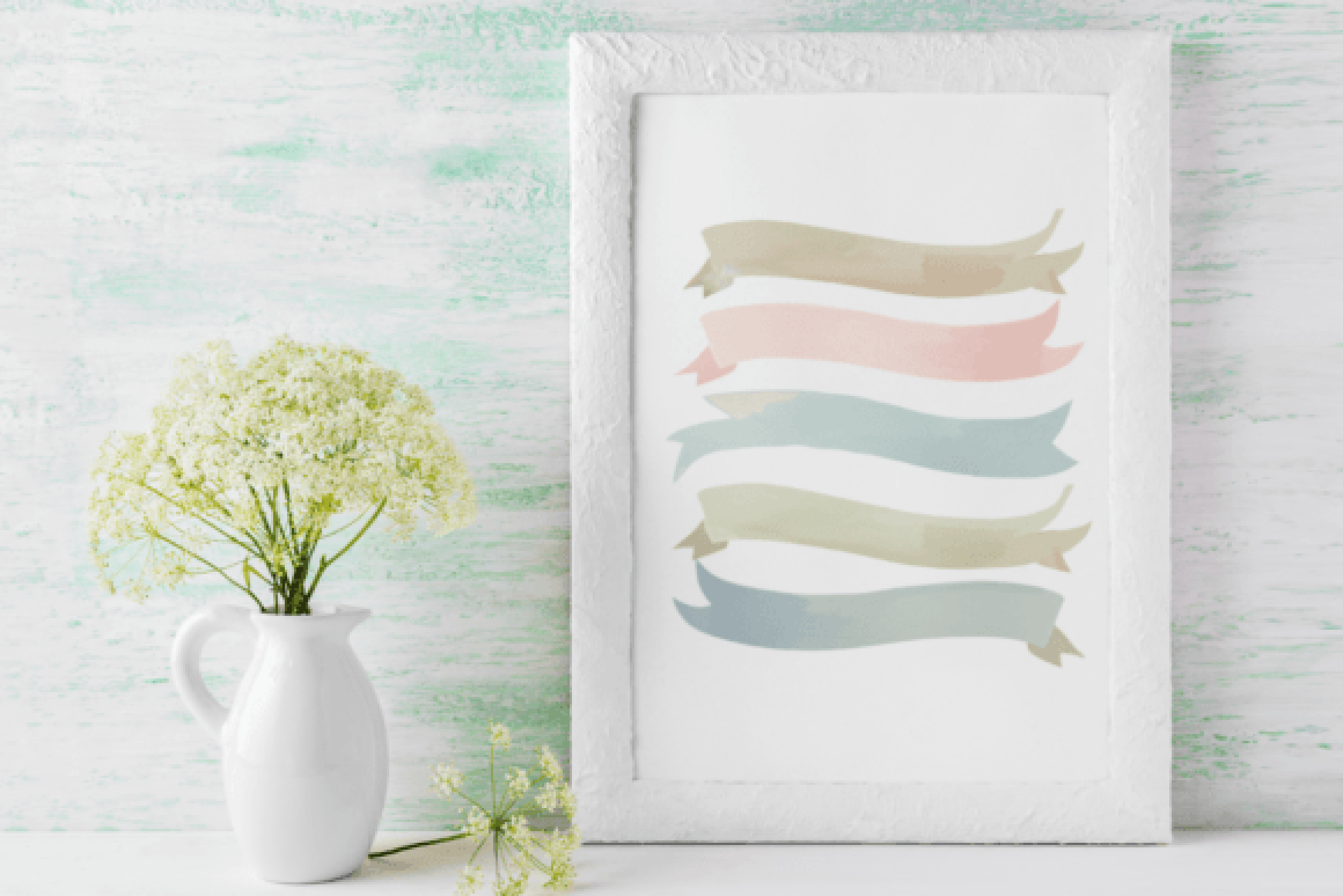 Boho Spring Pastel Banners & Ribbons Clipart Bundle