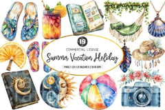 Boho Summer Vacation Holiday Clipart Bundle - CraftNest - Digital Crafting and Art