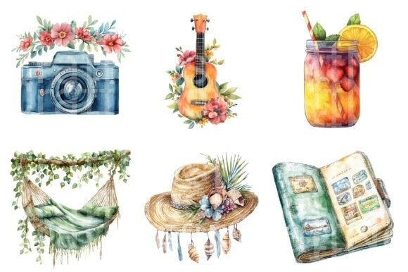 Boho Summer Vacation Holiday Clipart Bundle - CraftNest - Digital Crafting and Art