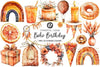 Boho Burnt Orange Birthday Clipart Bundle