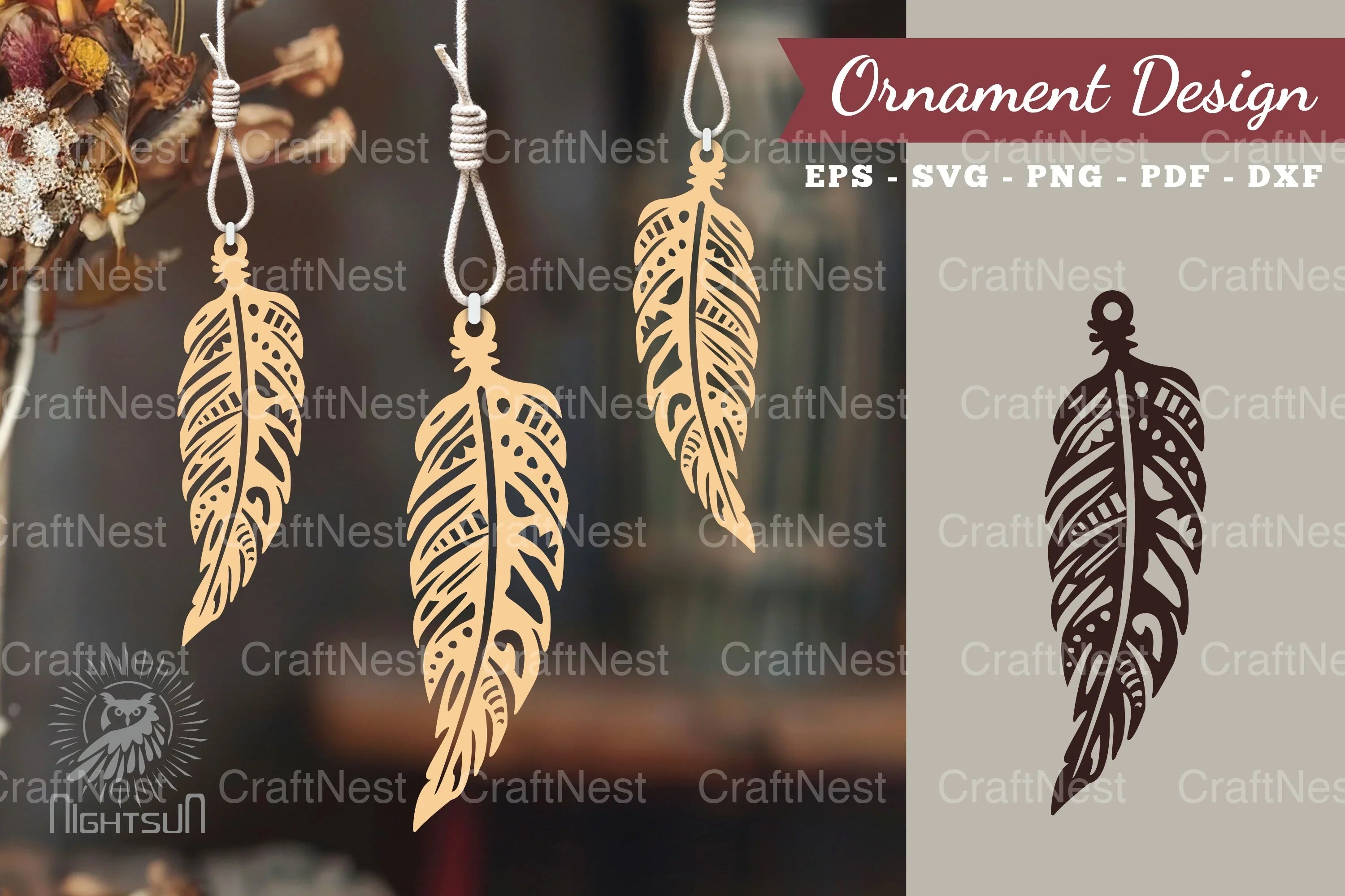 Boho Feather Laser Cut Ornament Clipart Bundle - CraftNest - Digital Crafting and Art