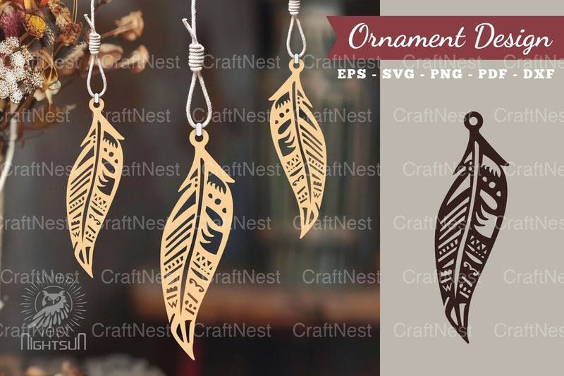 Boho Feather Laser Cut Ornament Clipart Bundle - CraftNest - Digital Crafting and Art
